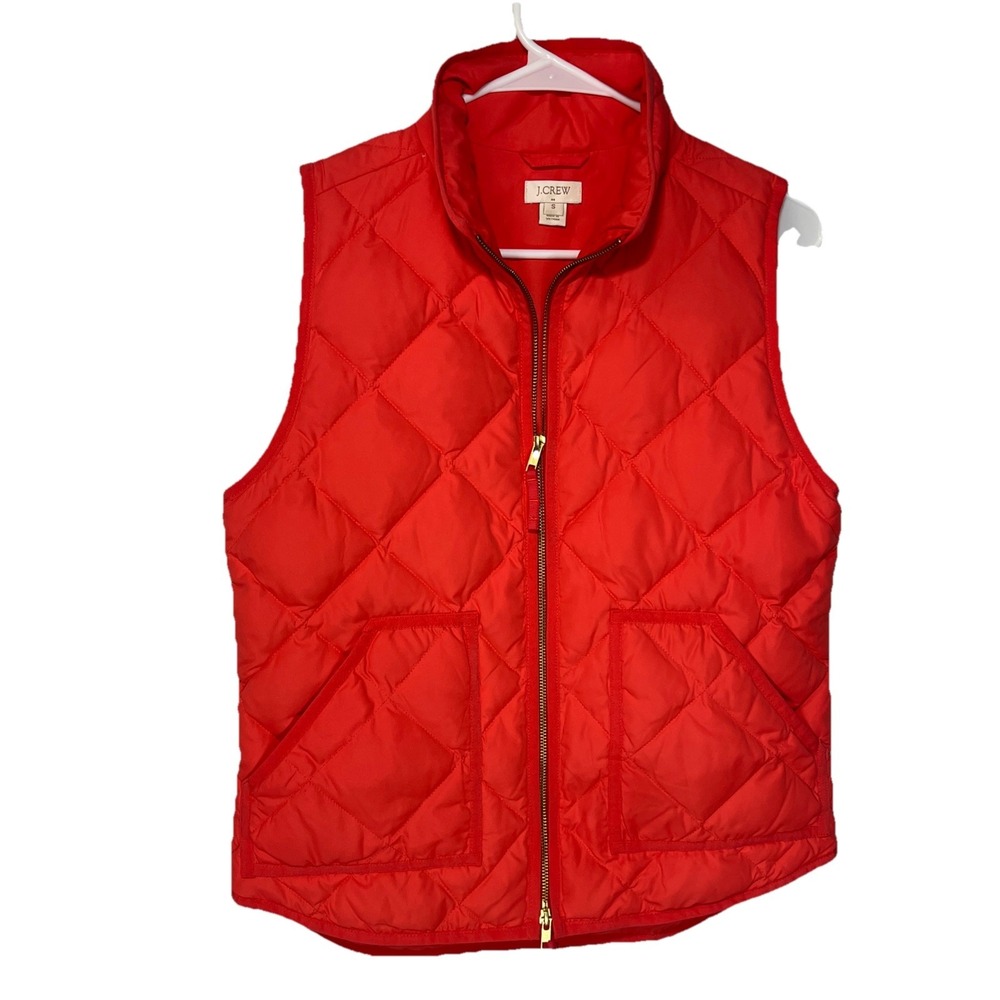 J Crew Vest Womens Sz Small Coral Quilted Puffer Down Filled Sleeveless Jacket